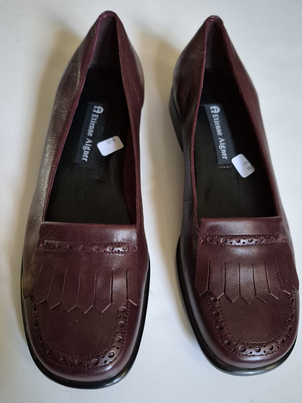 Etienne Aigner Women's Burgundy Leather Fringe Loafers